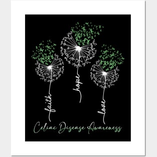 Celiac Disease Awareness Light Green Dandelion Posters and Art